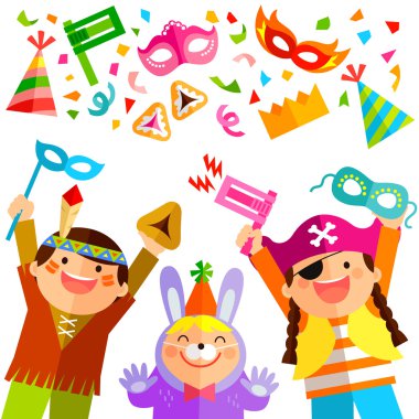 Purim öğeleri ve çocuklar
