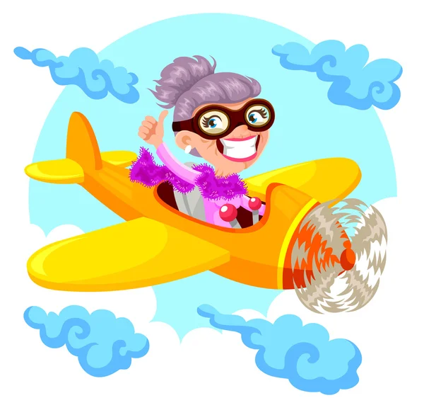 Nonna di volo e aereo — Vettoriale Stock