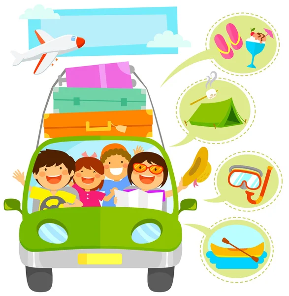 Conjunto de dibujos animados de vacaciones familiares — Vector de stock