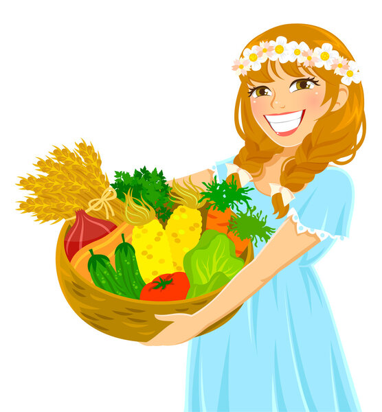 Girl with vegetables Royalty Free Stock Vectors