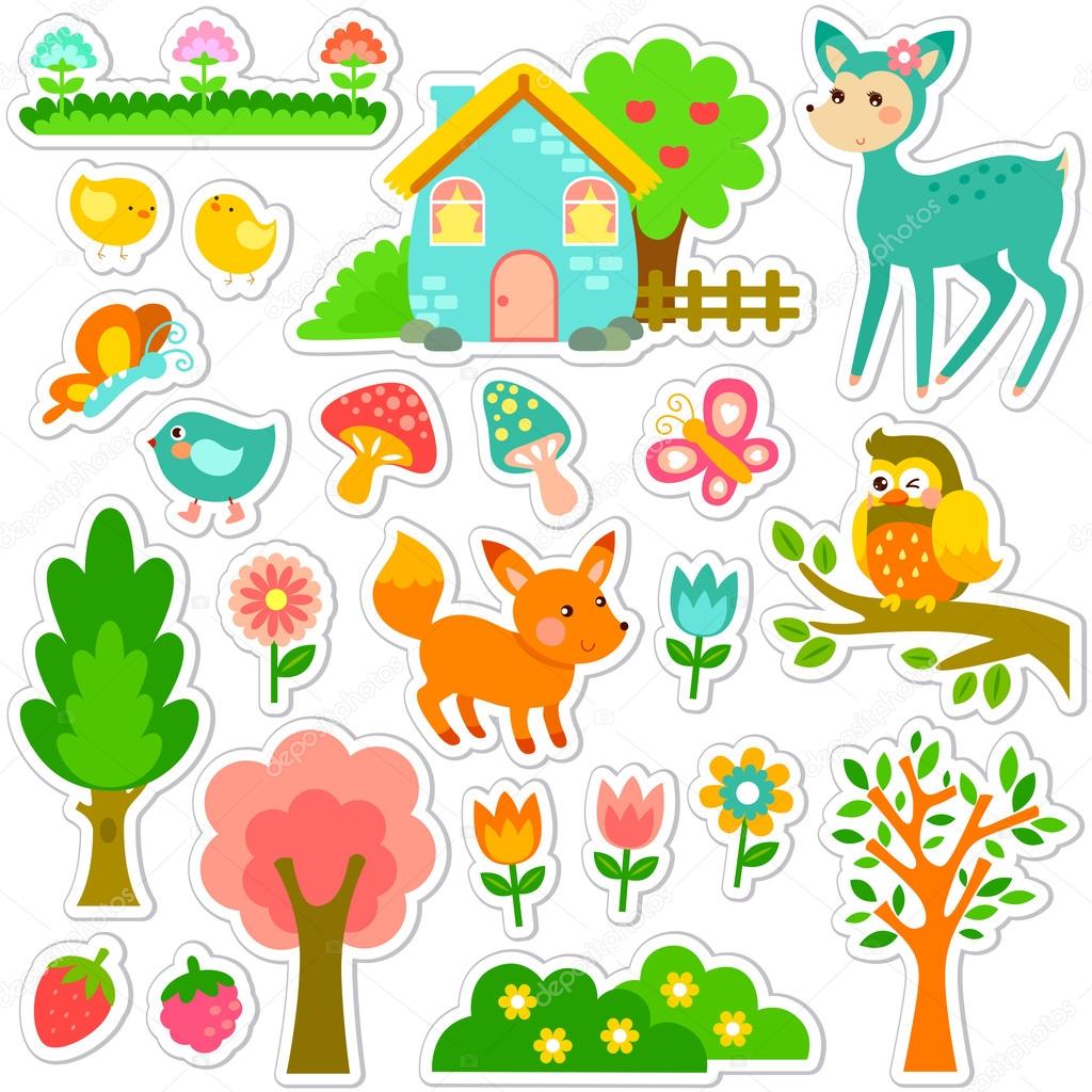 Forest stickers design Stock Vector by ©ayeletkeshet 69792435