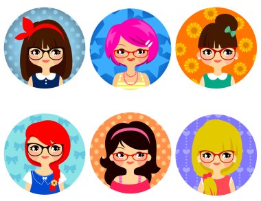 Girls with glasses clipart