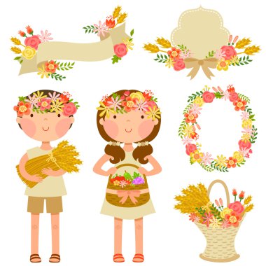 Kids and harvest clipart