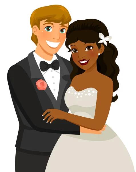 Matrimonio interracial — Vector de stock