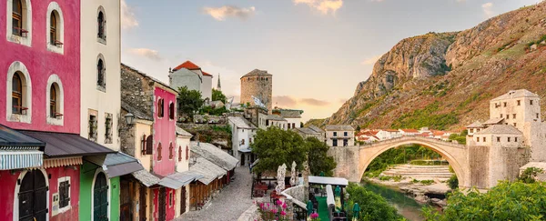 Mostar City Street Bosnien Und Herzegowina Die Alte Brücke Bei — Stockfoto