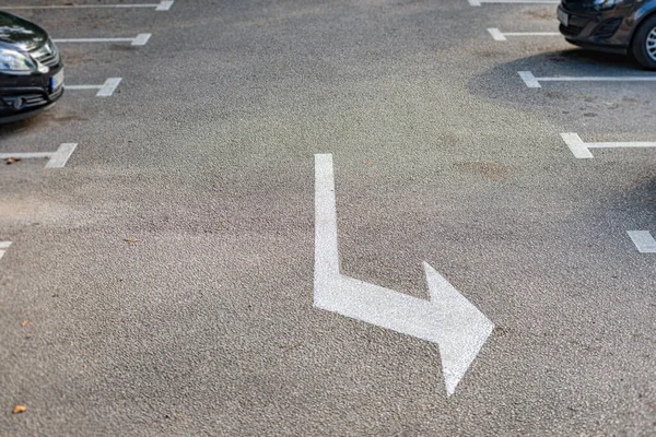 Parking Lot City Close View Arrow Marking Europe Montenegro — Stock Photo, Image