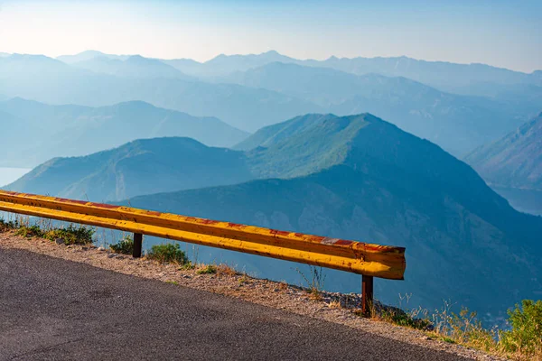 Väg Kotor Bay Mountains Montenegro Solnedgångs Landskapet Europa Resor — Stockfoto