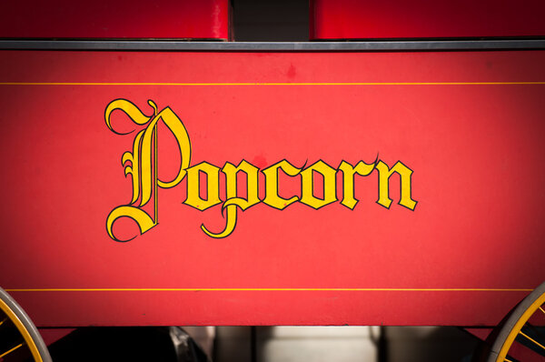 Vintage Style Yellow Popcorn Print on Red
