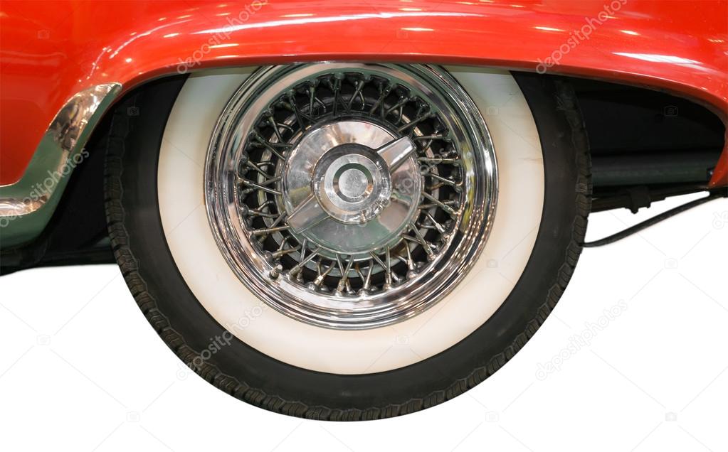 Close Up of Whitewall Tire of Classic Car