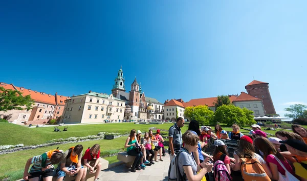 Turystów w zamku na Wawelu w Krakowie — Zdjęcie stockowe