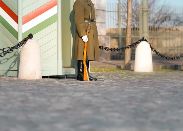 Soldado de guarda em Buda Castle Hill . — Fotografia de Stock