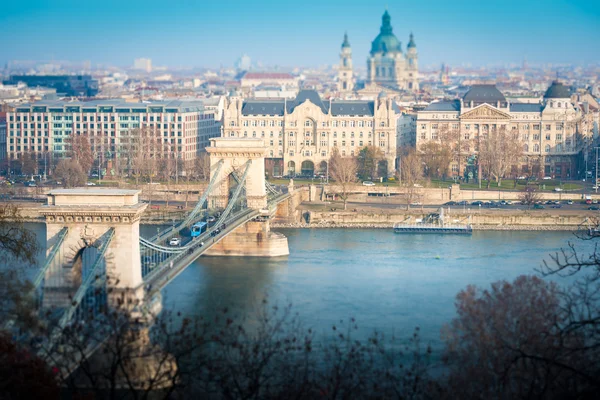 Budapeşte, Macaristan, Avrupa'da zincir köprü. — Stok fotoğraf