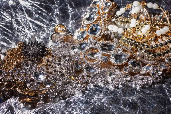 Background of precious golden and silver luxury jewelry. — Stock Photo, Image