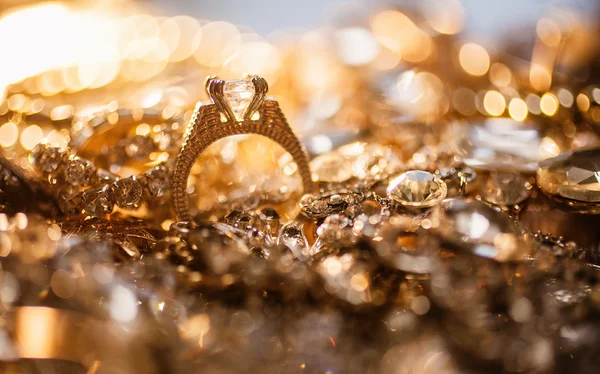 Background of precious golden and silver luxury jewelry. — Stock Photo, Image