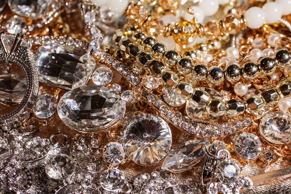 Background of precious golden and silver luxury jewelry. — Stock Photo, Image