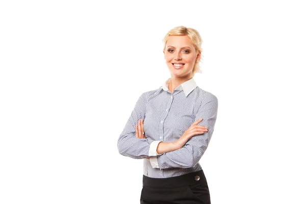 Porträt einer glücklichen Geschäftsfrau isoliert auf weißem Hintergrund — Stockfoto