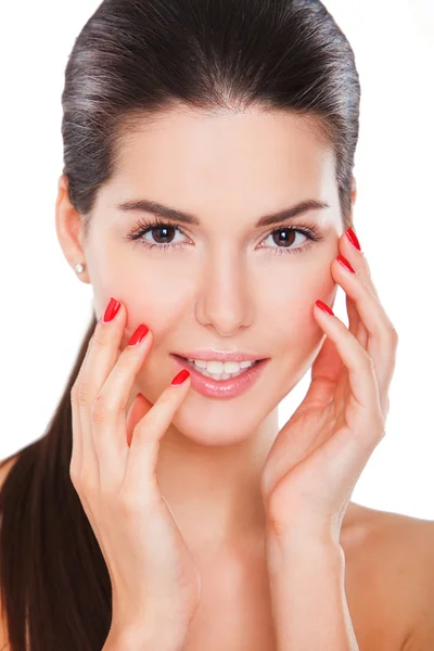 Retrato de modelo de mujer hermosa con maquillaje diario fresco —  Fotos de Stock