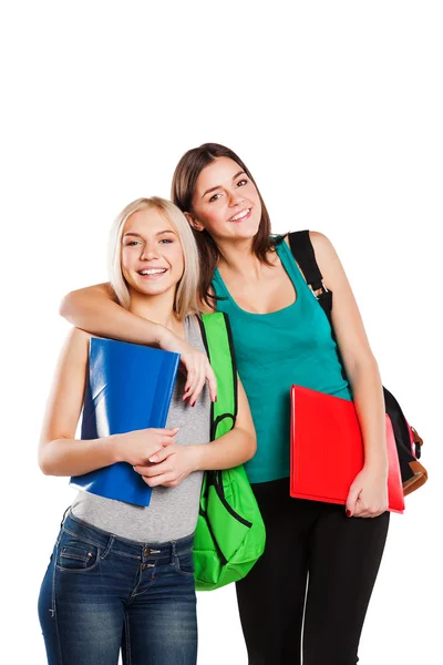 Two happy beautiful young people, isolated on white — Stock Photo, Image