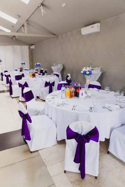 Esküvői recepció készen áll a vendégek és a fél — Stock Fotó