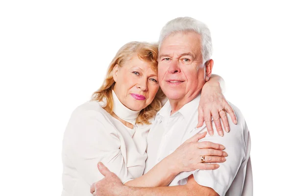 Счастливого портрета старшей пары. Изолированный на белом фоне . — стоковое фото