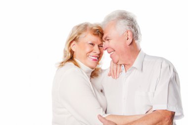 Üst düzey çift portre. Beyaz arka plan üzerinde izole.