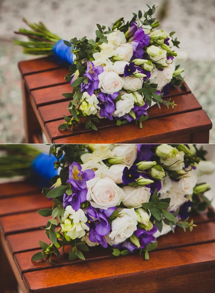 Schöner Hochzeitsstrauß aus bunten Blumen — Stockfoto