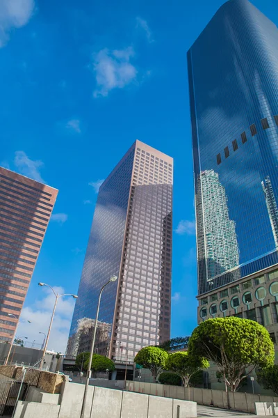 Skyscrapers against blue sky in downtown of Los Angeles, California USA — Stock Photo, Image