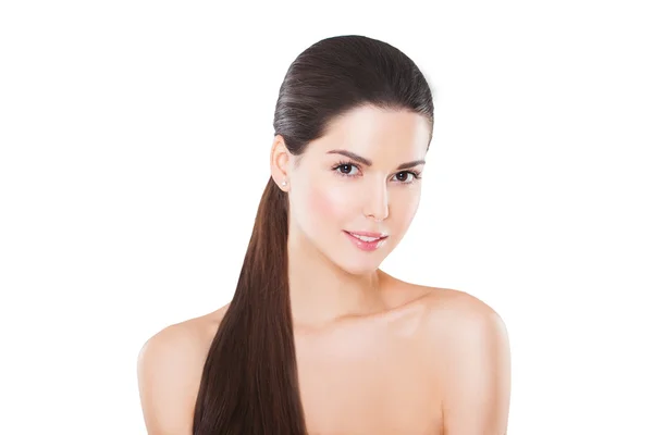 Güzel model mükemmel cilt ile ve uzun kuyruk gülümseyen