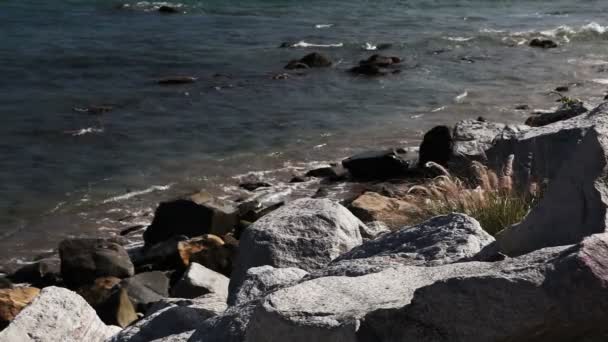 Rivage ou côte en pierre avec des vagues de l'océan Pacifique sur Malibu, Californie 