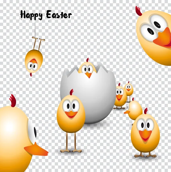 Pulcini divertenti uova di Pasqua — Vettoriale Stock
