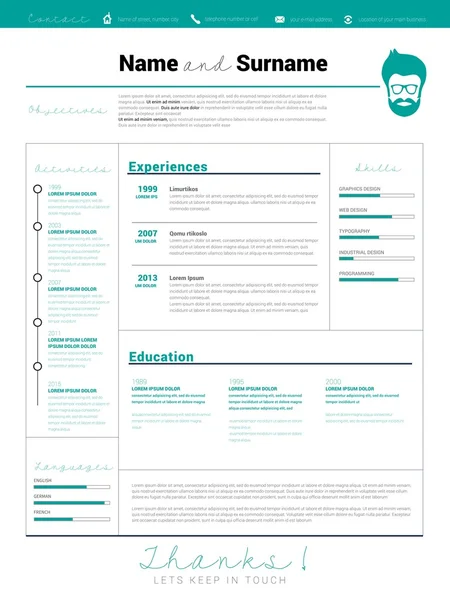 CV, plantilla de cv de trabajo — Vector de stock