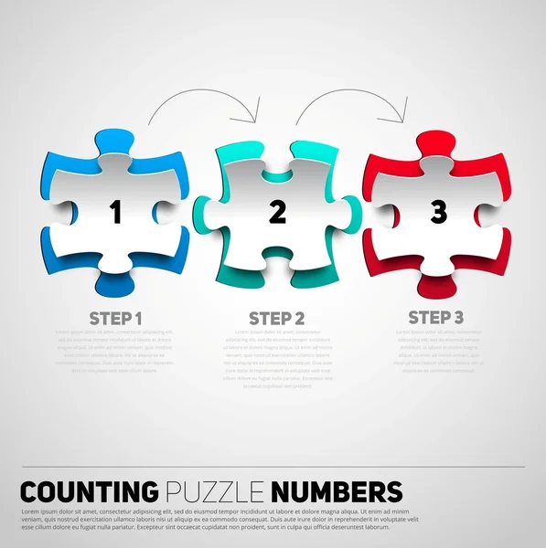 Puzzle progresso passos modelo — Vetor de Stock