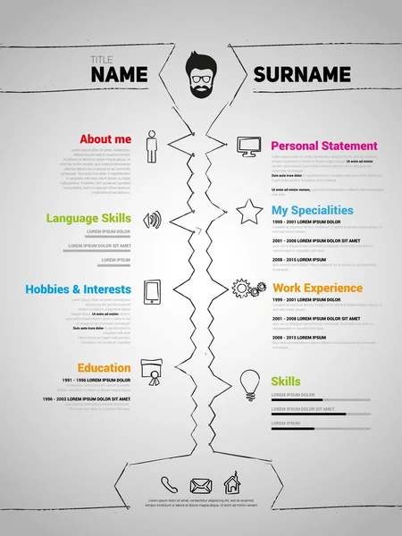 Cv, retomar o design do modelo —  Vetores de Stock