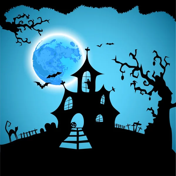 Halloween cartaz da casa assombrada —  Vetores de Stock