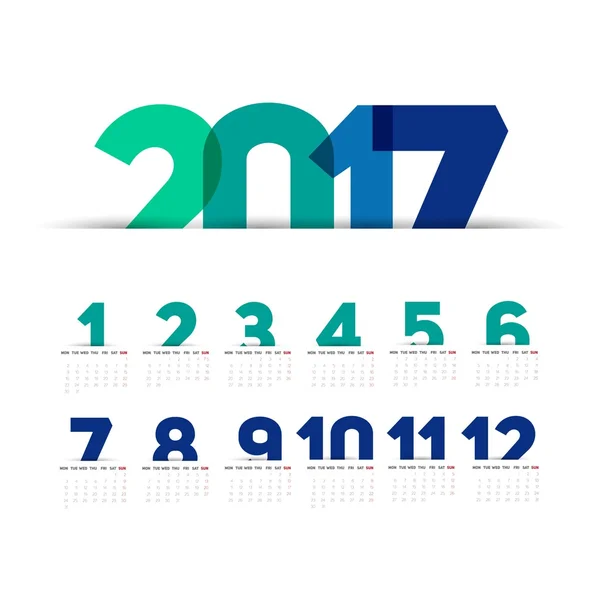 2017 カレンダー テンプレート デザイン — ストックベクタ