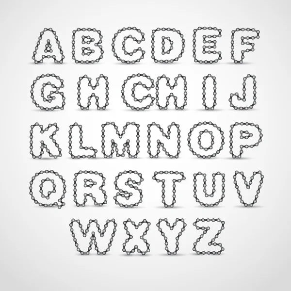Vector alphabet letters made from Bicycle chain — Stock Vector