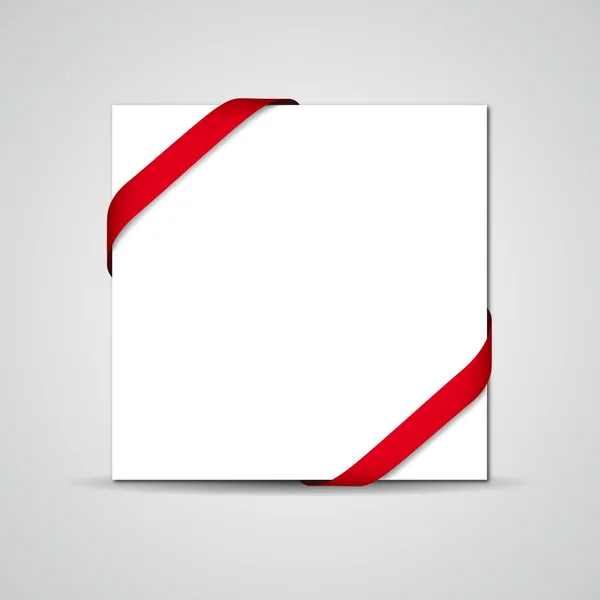 Red ribbon around white paper — Stock Vector