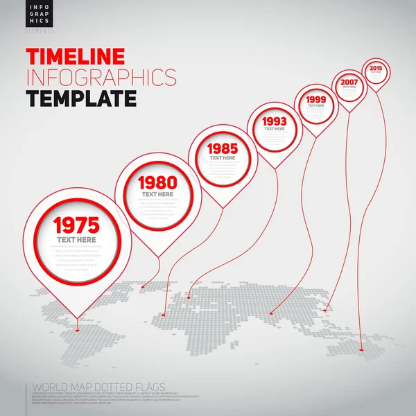 Infographic πρότυπο λωρίδα χρόνου με δείκτες — Διανυσματικό Αρχείο