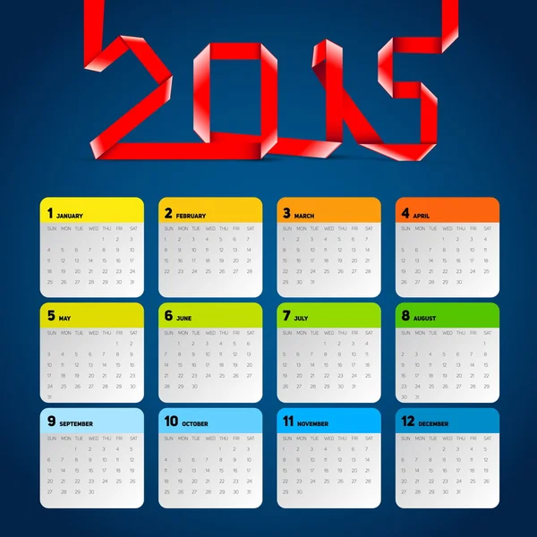 Prosty kalendarz 2015 — Wektor stockowy