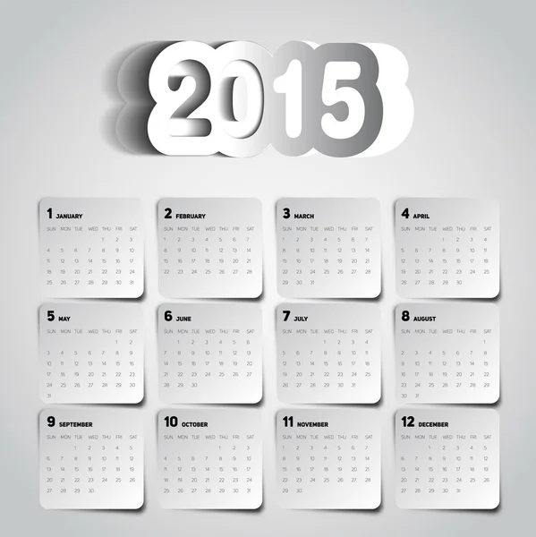 Prosty kalendarz 2015 — Wektor stockowy