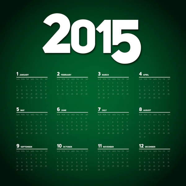 Einfacher Kalender 2015 — Stockvektor