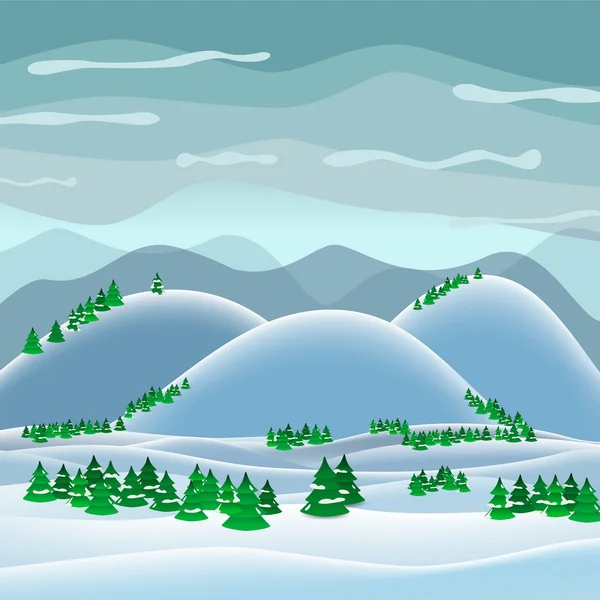 Winterlandschap met bomen. — Stockvector