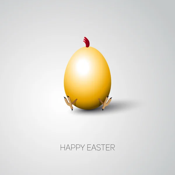 Tarjeta de Pascua feliz con huevo amarillo brillante — Vector de stock