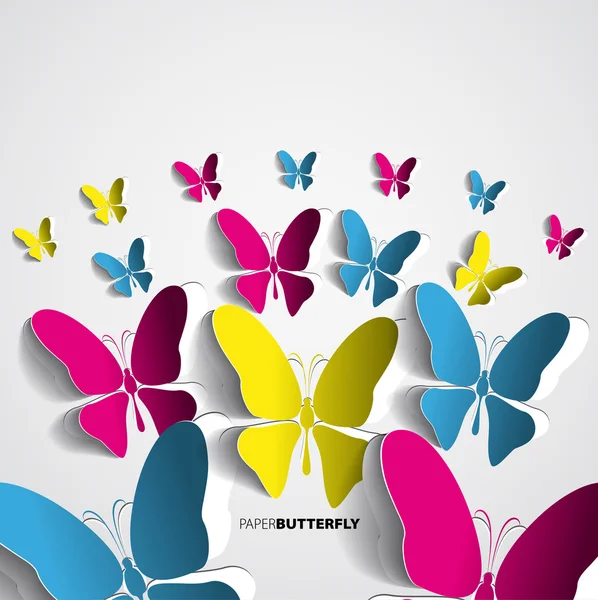 Cartão de saudação com borboletas de papel — Vetor de Stock