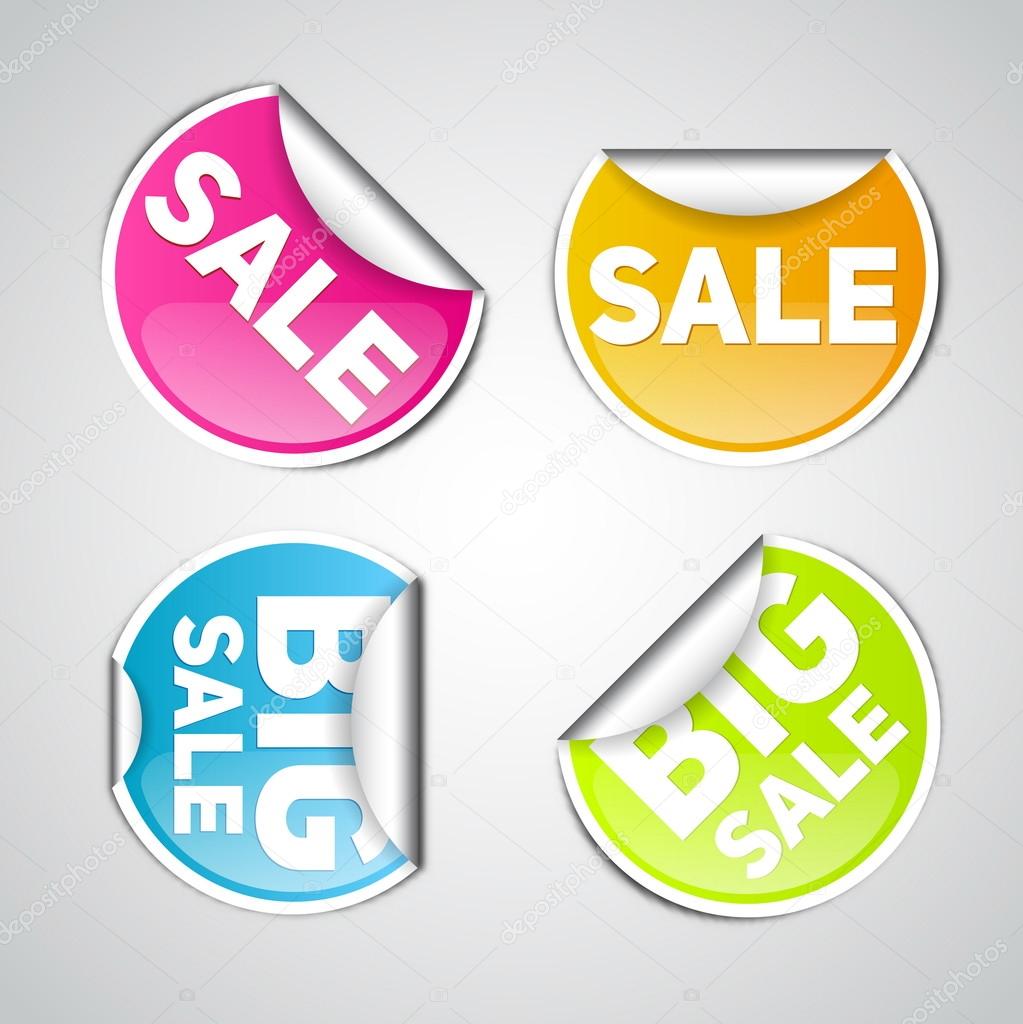 Set of sale labels and stickers