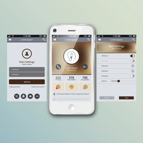 Concept d'interface d'application mobile . — Image vectorielle