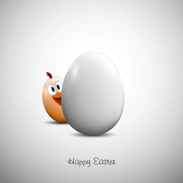 Funny chicken with realistic egg — Stock Vector