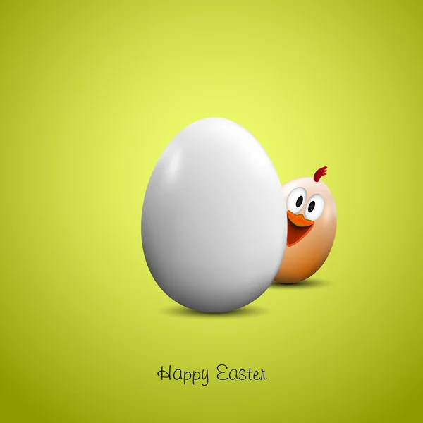 Funny chicken with realistic egg — Stock Vector