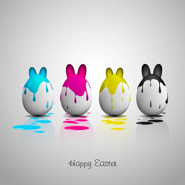 Tavşan kulakları ile komik Paskalya yumurtaları — Stok Vektör