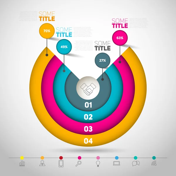 Elementos infográficos em um circl — Vetor de Stock